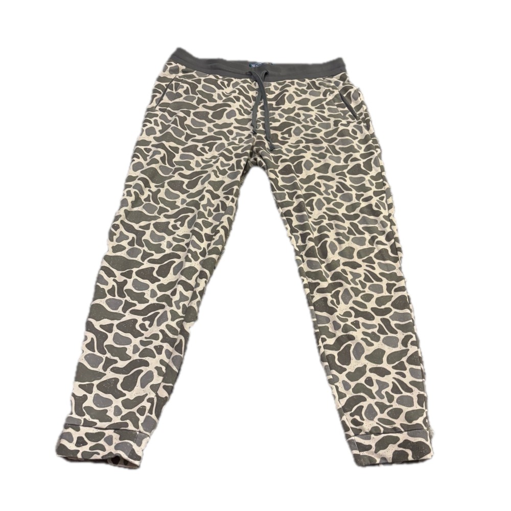 Burlebo Mens Duck Camo Jogger Sweatpants Grey Tan XL Find Your Wild Fleece